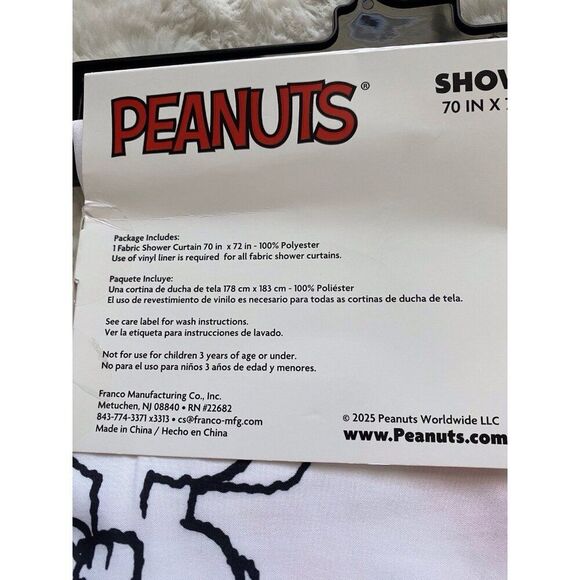 Peanuts Snoopy Woodstock Christmas Ornaments Fabric Shower Curtain 72X72” Pink - Picture 8 of 9